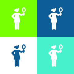 Beauty Flat four color minimal icon set