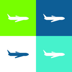 Airplane Flat four color minimal icon set