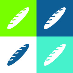 Baguette Flat four color minimal icon set