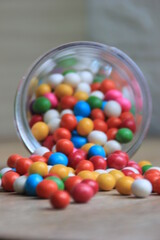 colorful candy in a glass bowl