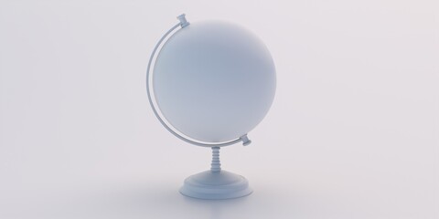 Blank Globe school planet Earth on white color background, copy space. 3d illustration