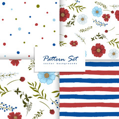 Seamless vector floral pattern set