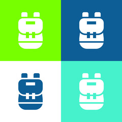 Backpack Flat four color minimal icon set