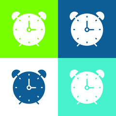 Alarm Clock Flat four color minimal icon set