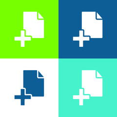 Add File Flat four color minimal icon set