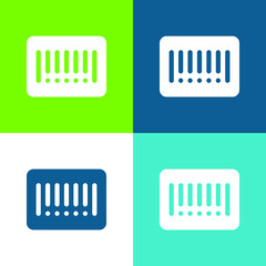 Barcode Flat four color minimal icon set