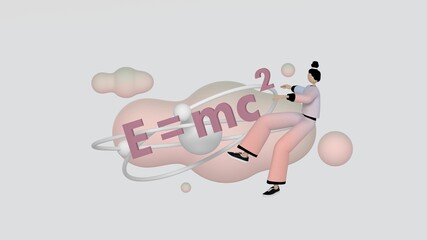 Physics variable and atom , trendy 3d illustration, 3d rendering.