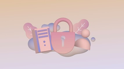 Computer security concept, trendy 3d illustration, 3d rendering.