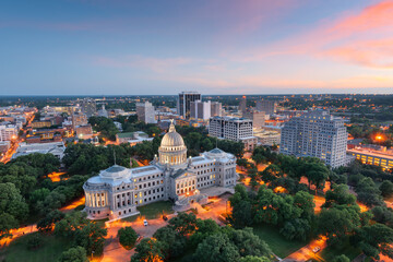 Jackson, Mississippi, USA skyline over the Capitol Building - obrazy, fototapety, plakaty