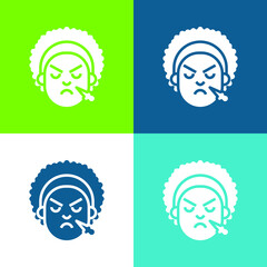 Angry Face Flat four color minimal icon set