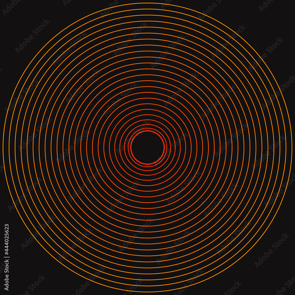 Poster Gridient circles from orange to red. Vector.