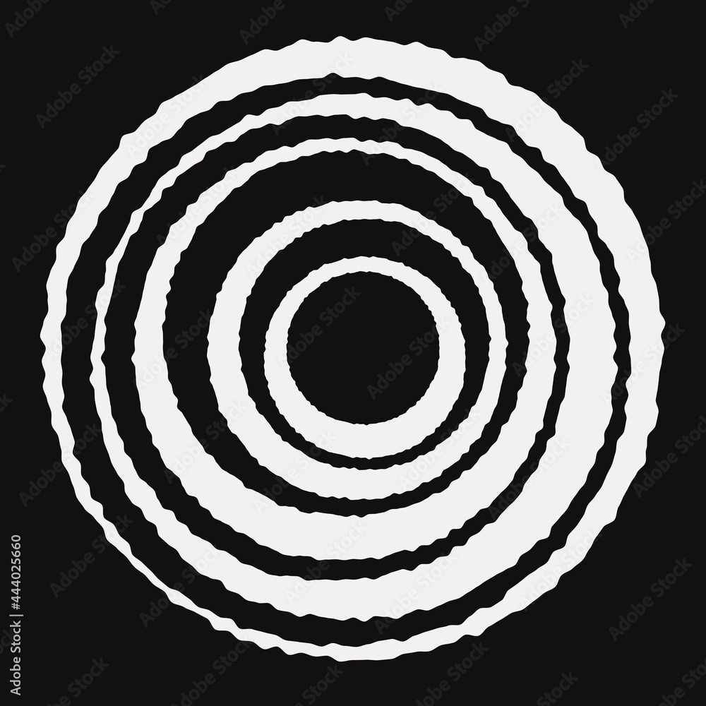 Poster white rings in each other. black background and rusty rings. vector.