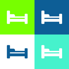 Bed Flat four color minimal icon set