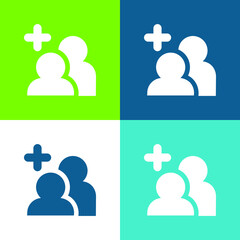 Add Friend Flat four color minimal icon set