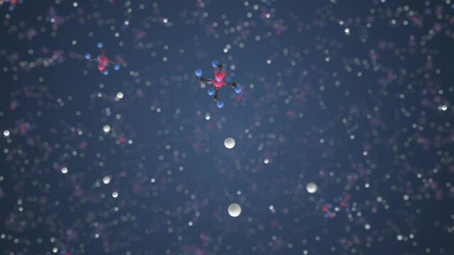 Molecule of sodium nitroprusside. Molecular model, looping seamless 3d animation