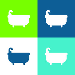 Bathtube Flat four color minimal icon set