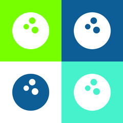 Bowling Ball Flat four color minimal icon set