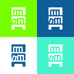 Bookcase Flat four color minimal icon set