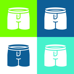Boxers Flat four color minimal icon set