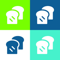 Bread Flat four color minimal icon set