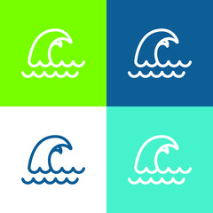 Big Wave Flat four color minimal icon set
