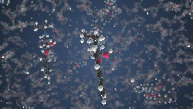 Propranolol molecule. Molecular model. Looping seamless 3d animation