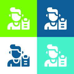 Boy Flat four color minimal icon set