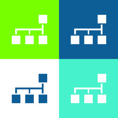 Blocks Scheme Of Squares And Lines Flat four color minimal icon set