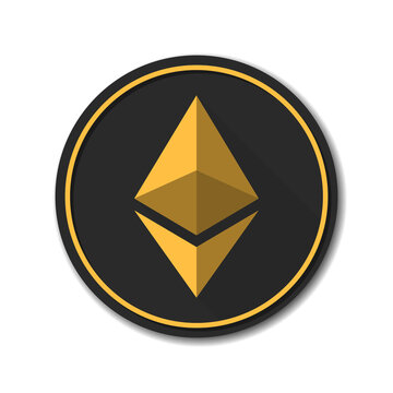 Ethereum crypto currency chrystal coin icon button illustration