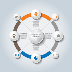 Presentation business infographic elements circle with 4 step