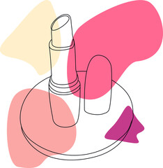 Minimalistic vector line-art, picture of the opened lipstick tube.