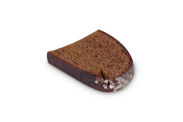 Piece of black bread on an isolated white background.