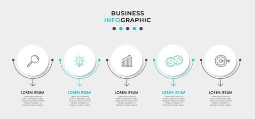 Vector infographic template with icons and 5 options or steps. Infographics for business concept. Can be used for presentations banner, workflow layout, process diagram, flow chart, info graph.