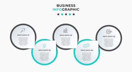 Vector infographic template with icons and 5 options or steps. Infographics for business concept. Can be used for presentations banner, workflow layout, process diagram, flow chart, info graph.