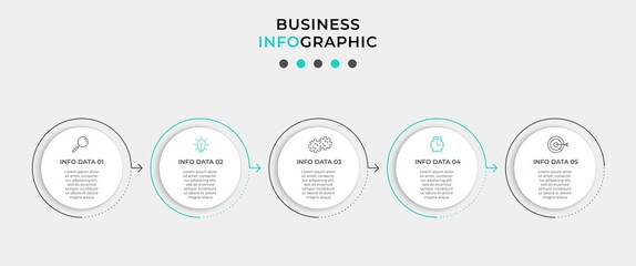 Vector infographic template with icons and 5 options or steps. Infographics for business concept. Can be used for presentations banner, workflow layout, process diagram, flow chart, info graph.
