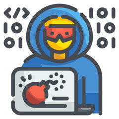 hacker line icon