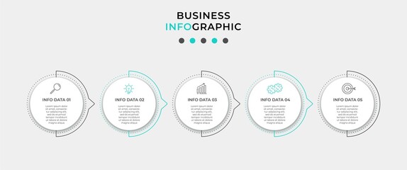 Vector infographic template with icons and 5 options or steps. Infographics for business concept. Can be used for presentations banner, workflow layout, process diagram, flow chart, info graph.