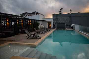 Sunrise at the rooftop pool