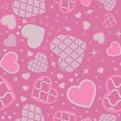 Seamless romantic pink hearts pattern for Valentine Day or  Celebration, gift paper 