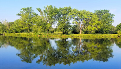 Fototapeta premium Shoreline Scene With Water Reflection