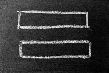 White color chalk hand drawing as square or rectangle shape on blackboard or chalkboard background...