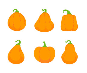 Yellow pumpkin vector for carving scary ghost faces for Halloween.