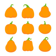 Yellow pumpkin vector for carving scary ghost faces for Halloween.