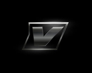 Carbon speed Letter V logo, dark matte metal carbon texture. Drive dynamic steel letter, turbo bold italic chrome logotype for automotive industrial, gym, sport. Vector monogram, emblem