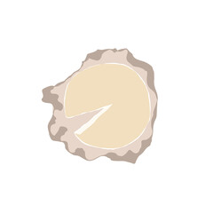 Brie cheese circle wih a slcie on paper tissue. Food and drink. Set of Abstract vector illustrations. Summer trendy simple icons. Good for instagram post, business advertisement, flyer design.