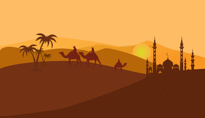 Desert background vector illustration. Eps 10. - obrazy, fototapety, plakaty