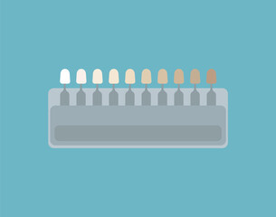 Professional dental color palette. Veneers shade guide, teeth whitening, orthodontist. Can be used for topics like medicine, oral care,  teeth enamel restoration