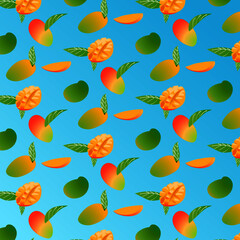 Colorful mango pattern vector, tropical fruits