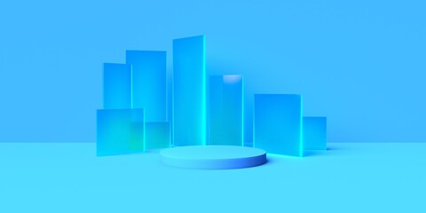 3D rendering of blue geometry background