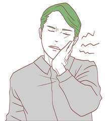 虫歯の男性（シンプルカラー）